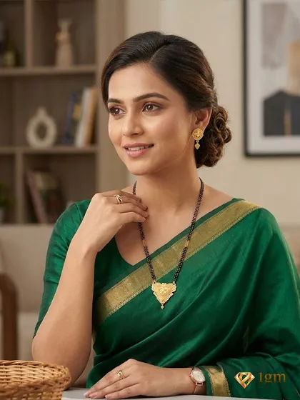 Gold-Plated Artificial Stones and Beads Mangalsutra