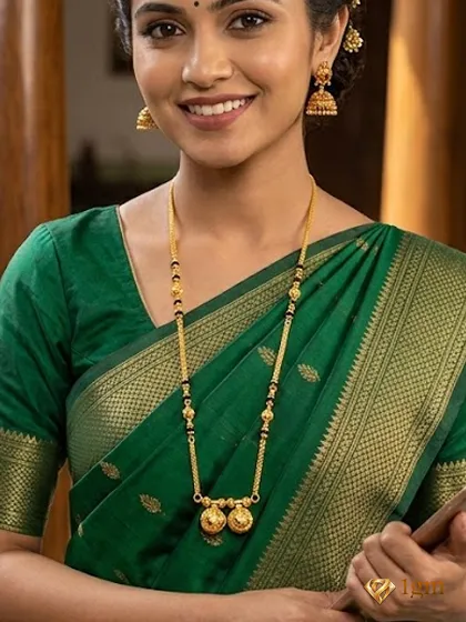Gold-Plated Artificial Beads Mangalsutra