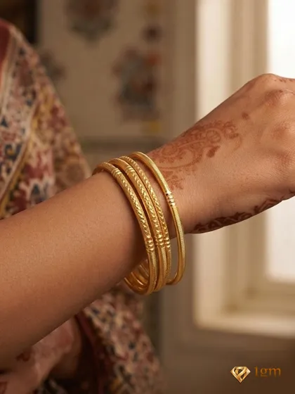 Set of 4 Gold-Plated Bangles - Design 2