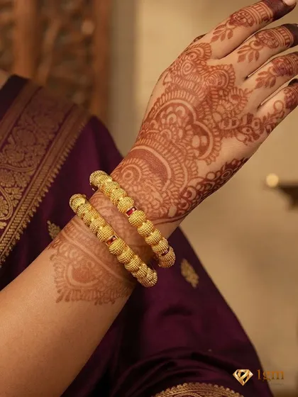 Set Of 2 Gold-Plated & Brass Bangles