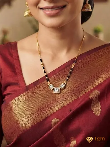 Gold-Plated Artificial Stones Mangalsutra