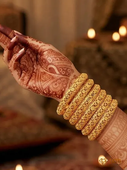 Pack Of 4 18K One Gram Gold-Plated Traditional Bangles