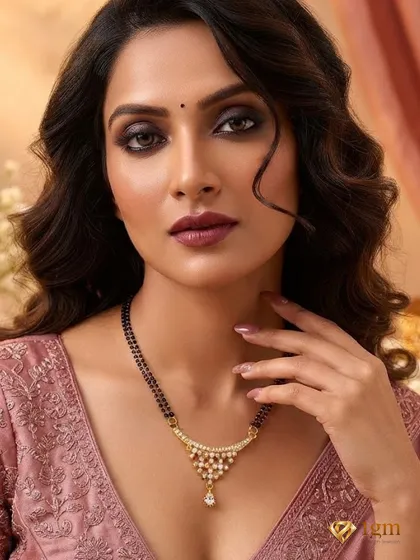 Gold-Plated Artificial Stones and Beads Mangalsutra