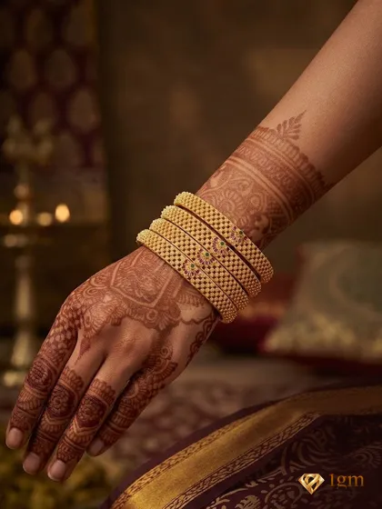 Set Of 4 Gold-Plated AD-StuddedBangles