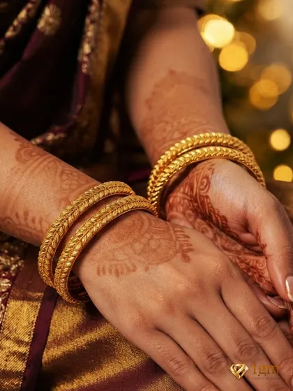Set Of 4 18k One Gram Gold Plated Traditional Bangles